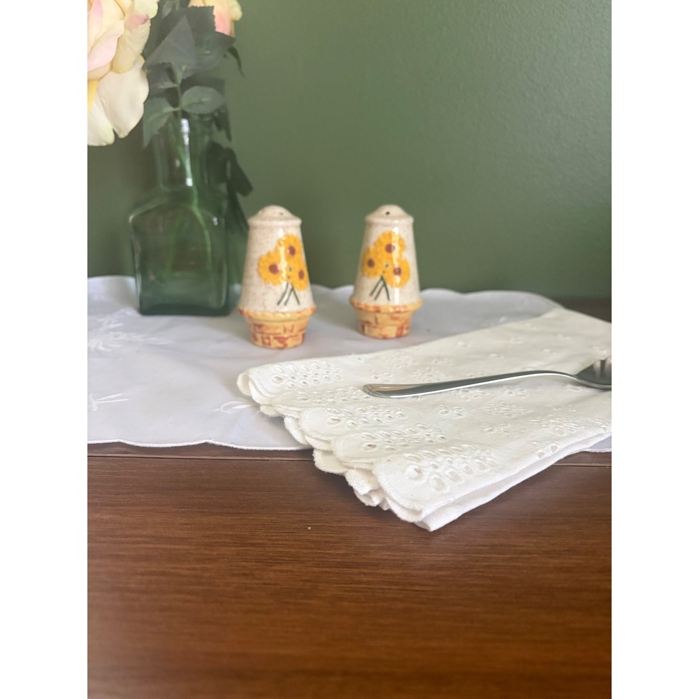 Vintage Sunflower Basket Salt & Pepper Shakers | Hand Painted Farmhouse